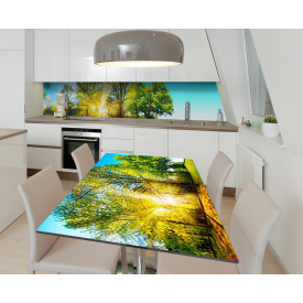 Наклейка 3Д вінілова на стіл Zatarga «Зелений світанок» 600х1200 мм для будинків, квартир, столів, кав'ярень