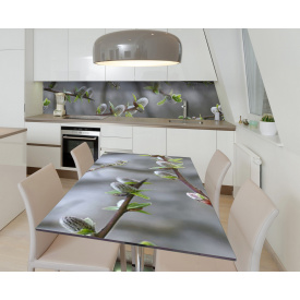 Наклейка 3Д виниловая на стол Zatarga «Весенние почки» 650х1200 мм для домов, квартир, столов, кофейн, кафе