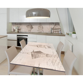 Наклейка 3Д виниловая на стол Zatarga «Европа в сепии» 600х1200 мм для домов, квартир, столов, кофейн, кафе