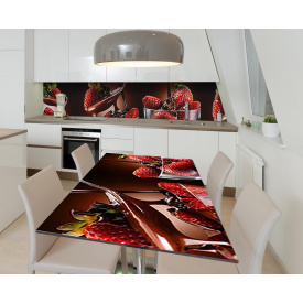 Наклейка 3Д вінілова на стіл Zatarga «Полуниця в шоколаді» 650х1200 мм для будинків, квартир, столів, кав'ярень,