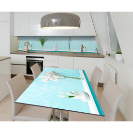 Наклейка 3Д вінілова на стіл Zatarga «Зефірні тюльпани» 600х1200 мм для будинків, квартир, столів, кав'ярень.