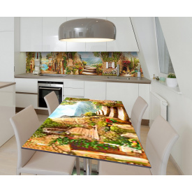 Наклейка 3Д виниловая на стол Zatarga «Английский дворик» 600х1200 мм для домов, квартир, столов, кофейн, кафе