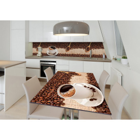 Наклейка 3Д виниловая на стол Zatarga «Зёрна в ложке» 650х1200 мм для домов, квартир, столов, кофейн, кафе
