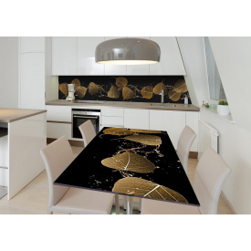 Наклейка 3Д вінілова на стіл Zatarga «Танець листя та дощу» 600х1200 мм для будинків, квартир, столів, кав'ярень
