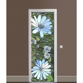 Наклейка на двері Zatarga "Блакитні Квіти вітраж" 650х2000 мм