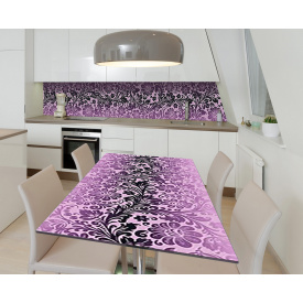 Наклейка 3Д вінілова на стіл Zatarga «Лилова хохлома» 600х1200 мм для будинків, квартир, столів, кав'ярень