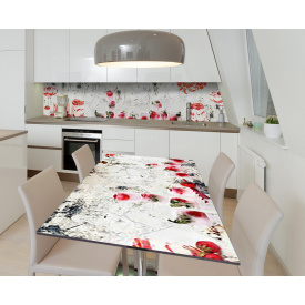 Наклейка 3Д виниловая на стол Zatarga «Клубничное суфле» 600х1200 мм для домов, квартир, столов, кофейн, кафе