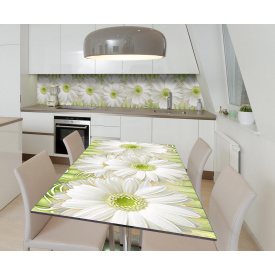 Наклейка 3Д виниловая на стол Zatarga «Песня хризантем» 600х1200 мм для домов, квартир, столов, кофейн, кафе