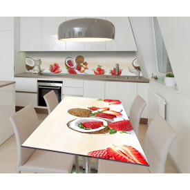 Наклейка 3Д вінілова на стіл Zatarga «Клубнично-кокосовий шик» 650х1200 мм для будинків, квартир, столів,