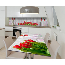 Наклейка виниловая на стол Zatarga "Красные тюльпаны" 600х1200 мм