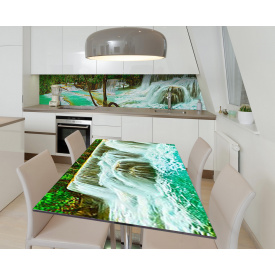 Наклейка 3Д вінілова на стіл Zatarga «Бурячі водоспади» 650х1200 мм для будинків, квартир, столів, кав'ярень, кафе