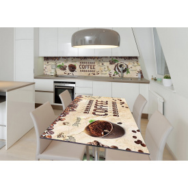 Наклейка 3Д виниловая на стол Zatarga «Робуста свежего помола» 600х1200 мм для домов, квартир, столов, кофейн,