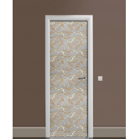 Наклейка на двері Zatarga «Золоте листя» 650х2000 мм вінілова 3Д наклейка декор самоклеюча
