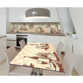 Наклейка 3Д виниловая на стол Zatarga «Кухонные зарисовки» 650х1200 мм для домов, квартир, столов, кофейн,