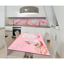 Наклейка 3Д виниловая на стол Zatarga «Кремовый вкус» 650х1200 мм для домов, квартир, столов, кофейн, кафе