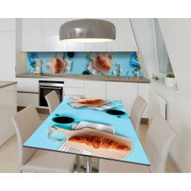Наклейка 3Д виниловая на стол Zatarga «Бирюзовое утро» 650х1200 мм для домов, квартир, столов, кофейн, кафе