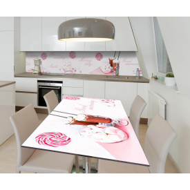 Наклейка 3Д виниловая на стол Zatarga «Пудровый зефир» 650х1200 мм для домов, квартир, столов, кофейн, кафе