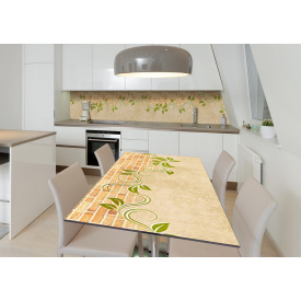 Наклейка 3Д вінілова на стіл Zatarga «Вензеля на цеглі» 600х1200 мм для будинків, квартир, столів, кав'ярень
