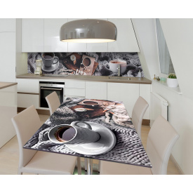 Наклейка 3Д виниловая на стол Zatarga «Уютная зима» 600х1200 мм для домов, квартир, столов, кофейн, кафе