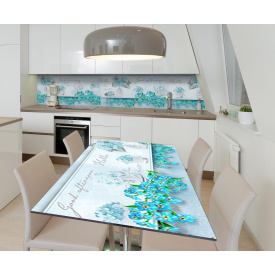 Наклейка 3Д виниловая на стол Zatarga «Бирюзовое пробуждение» 600х1200 мм для домов, квартир, столов, кофейн,