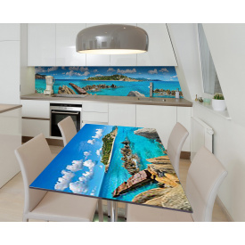 Наклейка 3Д виниловая на стол Zatarga «Каменистый берег» 650х1200 мм для домов, квартир, столов, кофейн, кафе