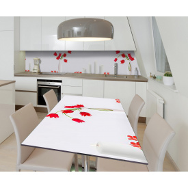 Наклейка 3Д виниловая на стол Zatarga «Пёстрые тюльпаны» 600х1200 мм для домов, квартир, столов, кофейн, кафе