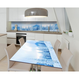 Наклейка 3Д виниловая на стол Zatarga «Ледяное царство» 600х1200 мм для домов, квартир, столов, кофейн, кафе