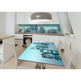 Наклейка 3Д виниловая на стол Zatarga «Ледяная бирюза» 600х1200 мм для домов, квартир, столов, кофейн, кафе