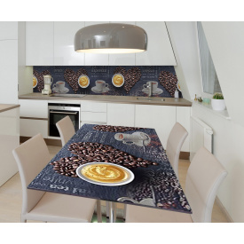 Наклейка 3Д вінілова на стіл Zatarga «Кофелюбов» 650х1200 мм для будинків, квартир, столів, кав'ярень.