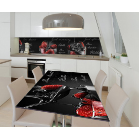 Наклейка 3Д виниловая на стол Zatarga «Клубничное искушение» 600х1200 мм для домов, квартир, столов, кофейн,