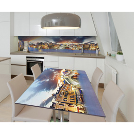 Наклейка 3Д вінілова на стіл Zatarga «Вогні Гранд-каналу» 650х1200 мм для будинків, квартир, столів, кав'ярень.
