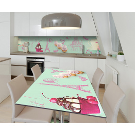 Наклейка 3Д виниловая на стол Zatarga «Французский кондитер» 600х1200 мм для домов, квартир, столов, кофейн,