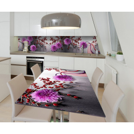 Наклейка 3Д виниловая на стол Zatarga «Ягоды и георгины» 600х1200 мм для домов, квартир, столов, кофейн, кафе