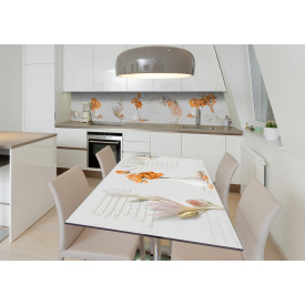 Наклейка 3Д виниловая на стол Zatarga «Охра в вазонах» 650х1200 мм для домов, квартир, столов, кофейн, кафе