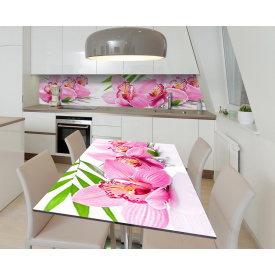 Наклейка 3Д виниловая на стол Zatarga «Сон орхидеи» 600х1200 мм для домов, квартир, столов, кофейн, кафе
