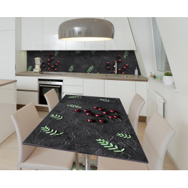 Наклейка 3Д вінілова на стіл Zatarga «Черешня на камені» 650х1200 мм для будинків, квартир, столів, кав'ярень