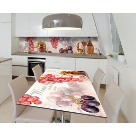Наклейка 3Д виниловая на стол Zatarga «Белые вина» 650х1200 мм для домов, квартир, столов, кофейн, кафе