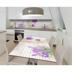 Наклейка 3Д виниловая на стол Zatarga «Нежные крокусы» 650х1200 мм для домов, квартир, столов, кофейн, кафе