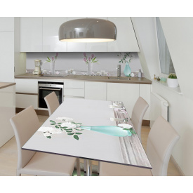 Наклейка 3Д виниловая на стол Zatarga «Нежные соцветия» 650х1200 мм для домов, квартир, столов, кофейн, кафе