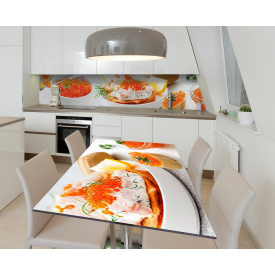 Наклейка 3Д виниловая на стол Zatarga «Икорное изобилие» 600х1200 мм для домов, квартир, столов, кофейн, кафе