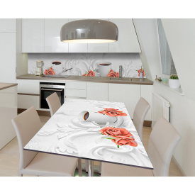 Наклейка 3Д виниловая на стол Zatarga «Уютная чашка» 600х1200 мм для домов, квартир, столов, кофейн, кафе