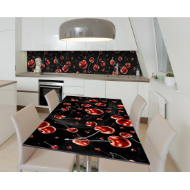Наклейка 3Д виниловая на стол Zatarga «Черешневый паттерн» 650х1200 мм для домов, квартир, столов, кофейн,