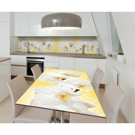 Наклейка 3Д вінілова на стіл Zatarga «Білий полон» 650х1200 мм для будинків, квартир, столів, кав'ярень