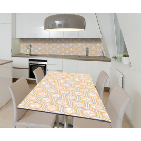 Наклейка 3Д виниловая на стол Zatarga «Мраморные соты» 650х1200 мм для домов, квартир, столов, кофейн, кафе