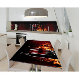 Наклейка 3Д виниловая на стол Zatarga «Пламенное вино» 600х1200 мм для домов, квартир, столов, кофейн, кафе
