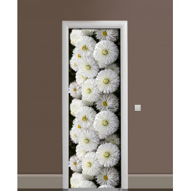 Наклейка на двері Zatarga «Білі хризантеми» 650х2000 мм вінілова 3Д наклейка декор самоклеюча