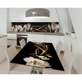 Наклейка 3Д вінілова на стіл Zatarga «Орхідея в шоколаді» 650х1200 мм для будинків, квартир, столів, кофейн,