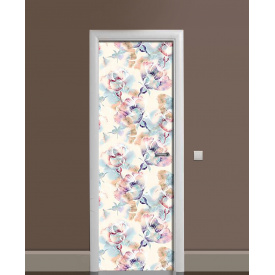 Наклейка на двері Zatarga «Квітковий гербарій» 650х2000 мм вінілова 3Д наклейка декор самоклеюча