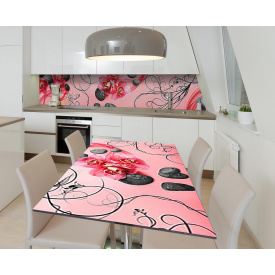 Наклейка 3Д вінілова на стіл Zatarga «Червоні орхідеї» 600х1200 мм для будинків, квартир, столів, кав'ярень