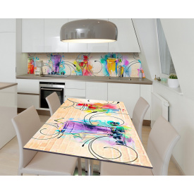 Наклейка 3Д виниловая на стол Zatarga «Радужный коктейль» 600х1200 мм для домов, квартир, столов, кофейн, кафе